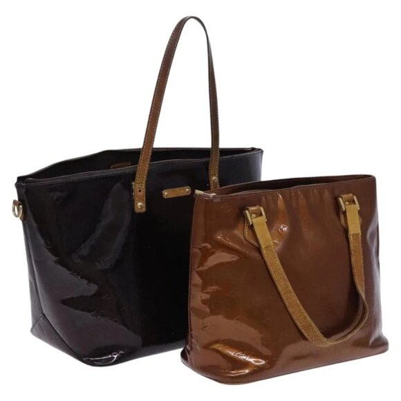 LOUIS VUITTON Monogram Vernis Hand Bag 2Set Amarante Brown - Picture 1 of 16